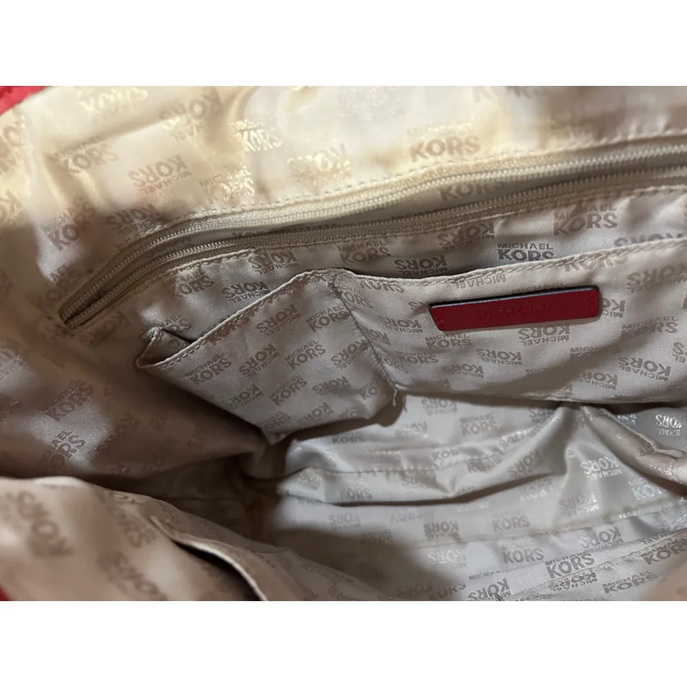 Michael Kors Jet Set Red Travel Tote Saffiano Leather